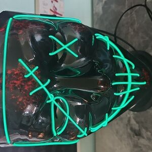 ​"Purge" Style LED Light-Up Mask Green Neon Glow Halloween Cosplay Scary Mask